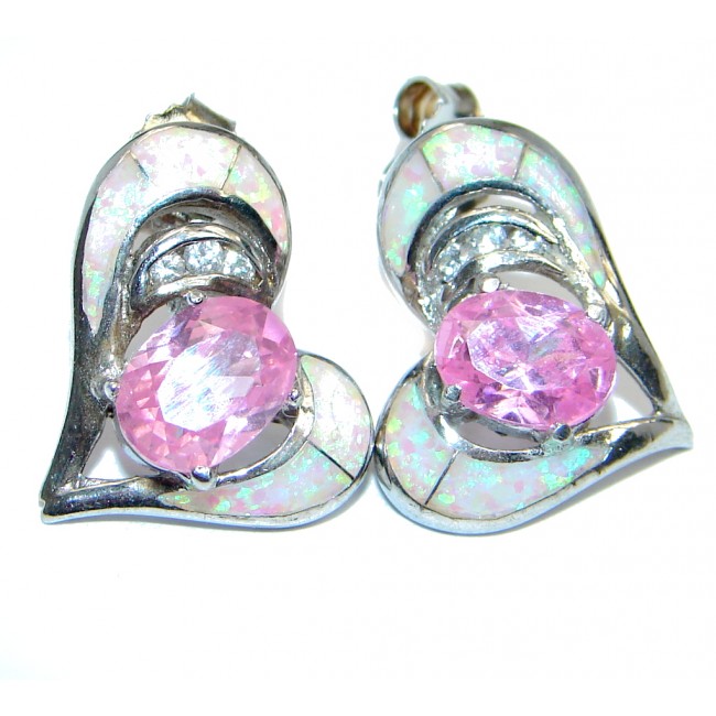 Exclusive Japanese Fire Opal & Cubic Zirconia Sterling Silver earrings