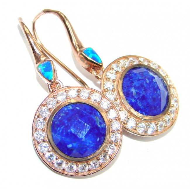Exclusive Lapis Lazuli Fire Opal Rose Gold plated over Sterling Silver earrings