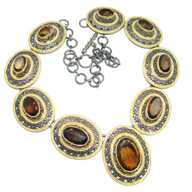 Andromeda Smoky Topaz Gold Rhodium plated over Sterling Silver handcrafted necklace