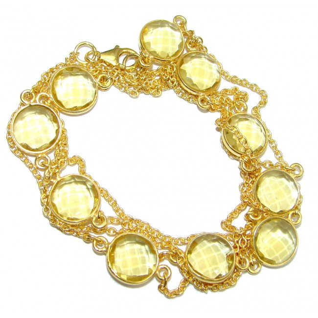36 inches simulated Citrine Gold plated over Sterling Silver handmade Necklace