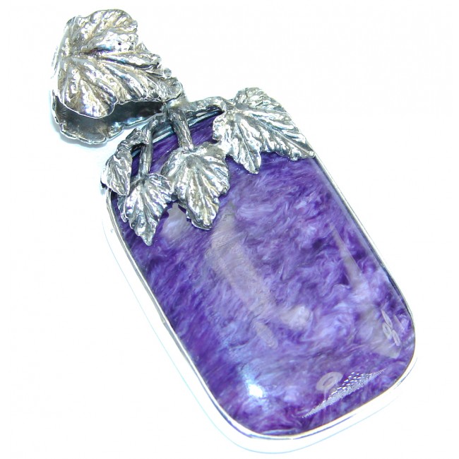 Genuine AAA Purple Siberian Charoite Sterling Silver handmade Pendant