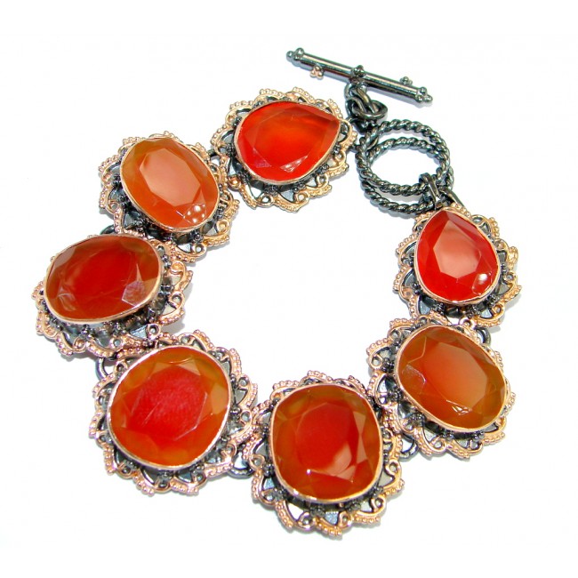 Sunset in Bali Carnelian Rose Gold plated over Sterling Silver handcrafted Bracelet