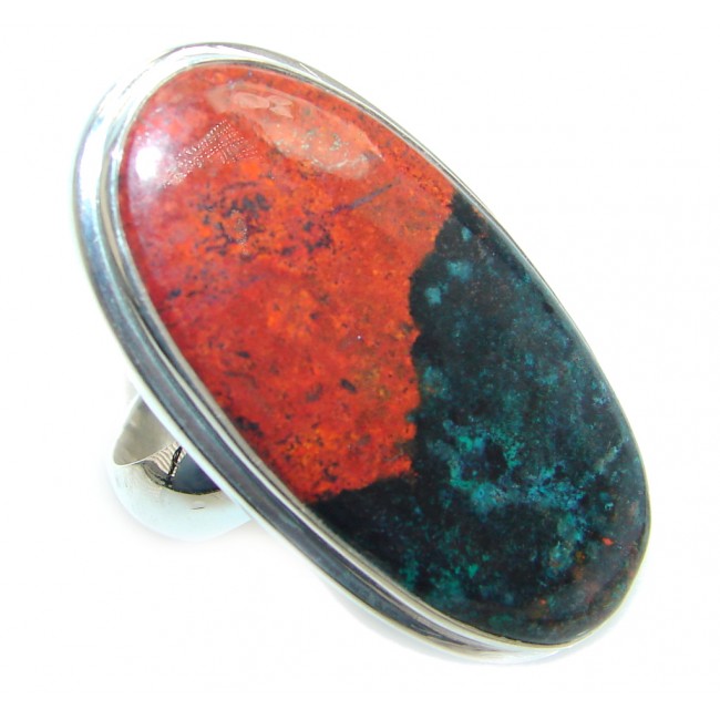 Large Perfect Sonora Jasper Sterling Silver Ring size adjustable