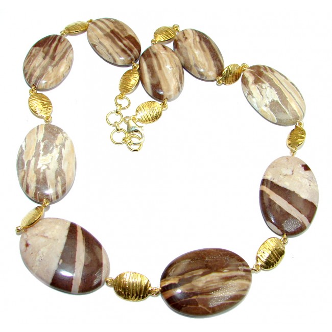 Big Fabulous Australian Brecciated Mookaite Gold plated over Sterling Silver handmade necklace