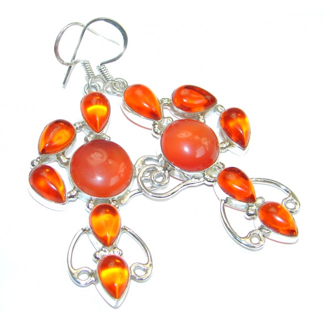 Vintage Style Beauty Orange Carnelian Sterling Silver earrings