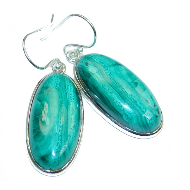 Authentic Green Malachite Sterling Silver handmade earrings