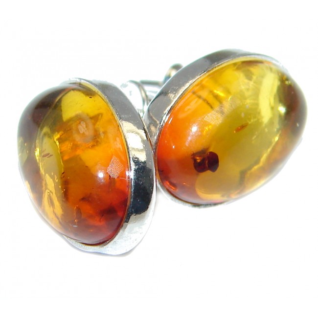 One of the kind Baltic Amber Sterling Silver handmade earrings
