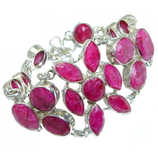 Great Red Ruby Sterling Silver handmade Bracelet