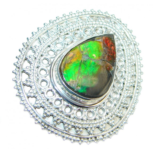 Authentic Canadian Ammolite Sterling Silver ring s. 6 handmade