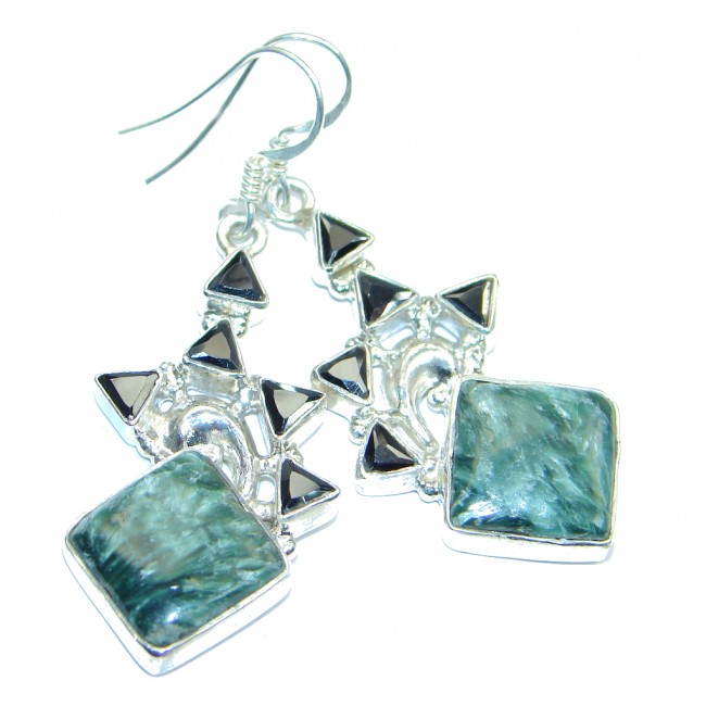 Genuine Seraphinite Sterling Silver handmade earrings