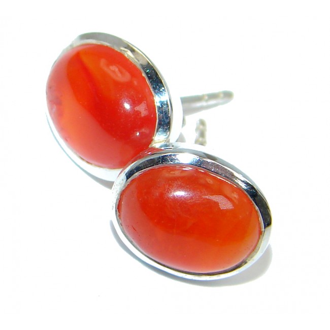 Orange Spicy Hot Mexican Opal Sterling Silver Stud earrings