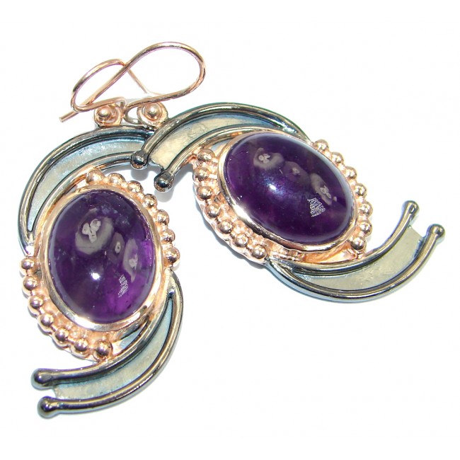 Flawless Amethyst Rose Gold plated over Sterling Silver handmade earrings