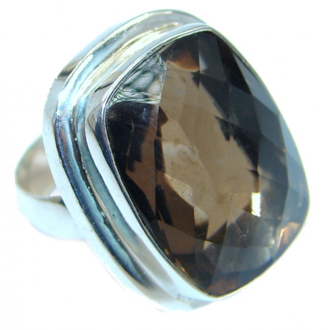 Amazing Natural Smoky Topaz Sterling Silver handmade Ring size 7 1/2