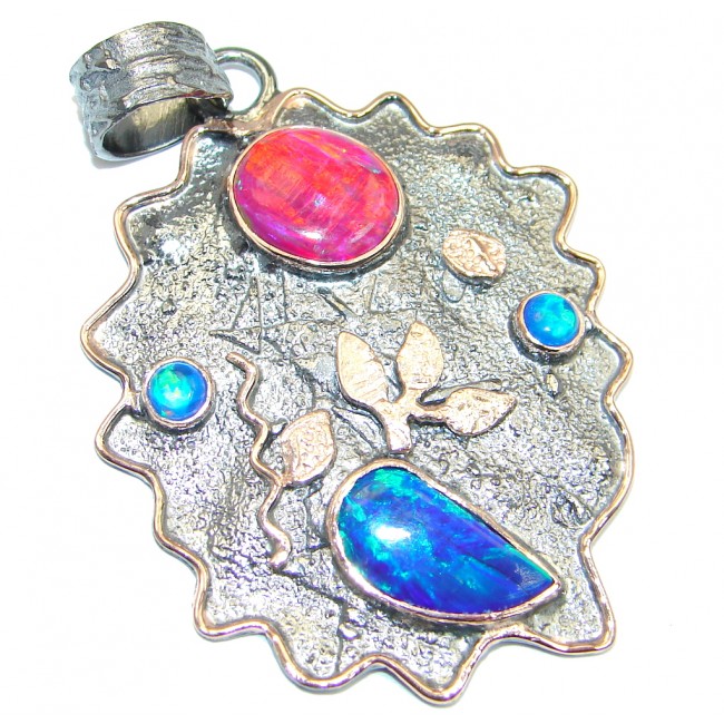 Always Together created Japanese Fire Opal Rose Gold Rhodium plated over Sterling Silver Pendant