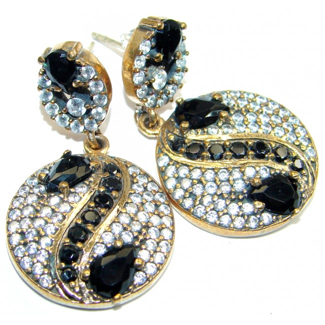 Victorian Style created Sapphire & White Topaz Sterling Silver earrings