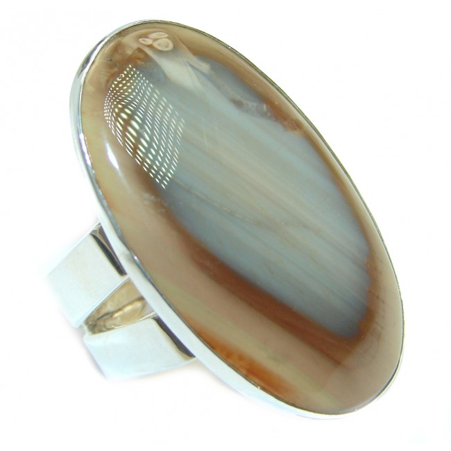 Modern Design Large authentic Imperial Jasper Sterling Silver ring size 6