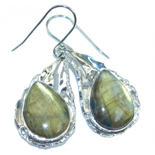 Perfect Modern Fire Labradorite Sterling Silver handcrafted earrings