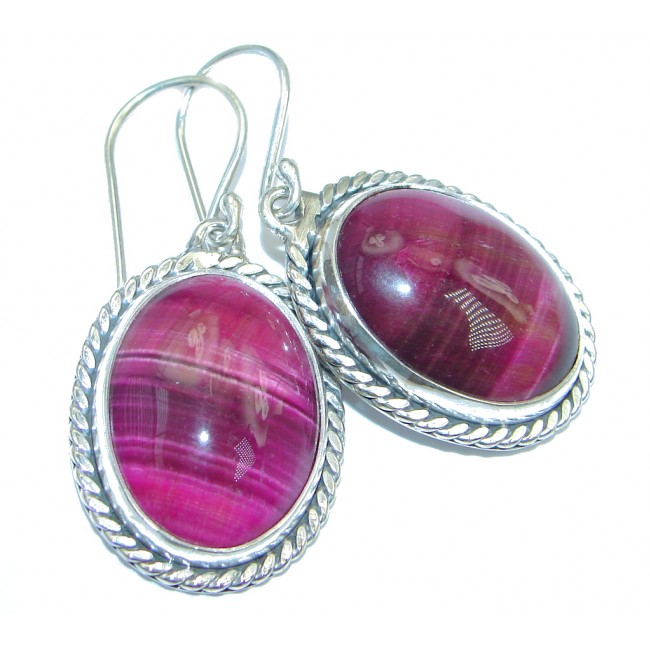 Amazing Rainbow Pink Moonstone Sterling Silver earrings
