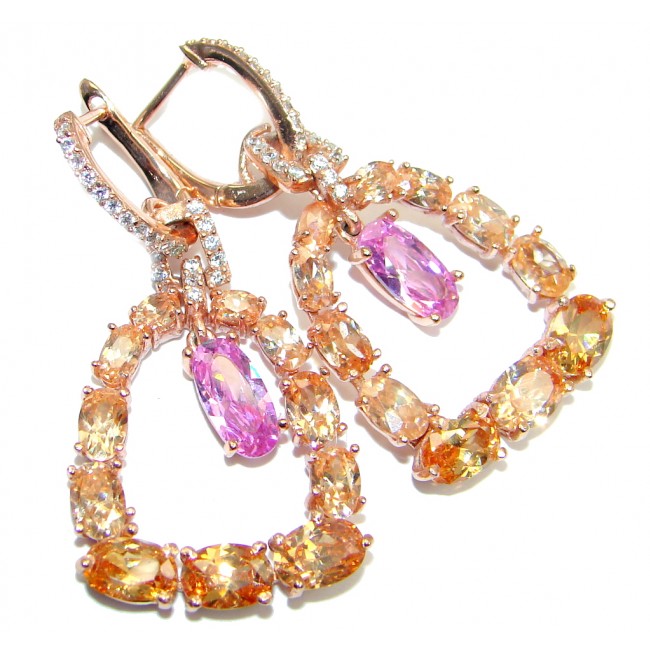 Handcrafted Pink and Golden Topaz Rose Gold plated over Sterling Silver earrings