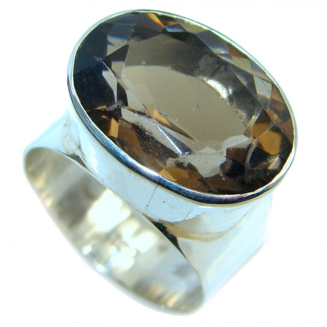 Amazing Smoky Topaz Sterling Silver handmade Ring size 9 3/4