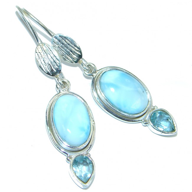 Vintage Style Blue Larimar Oxidized Sterling Silver handmade earrings