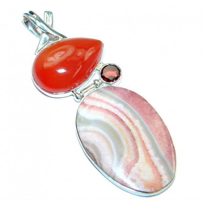 Trully AAA quality Rhodochrosite Sterling Silver handcrafted Pendant