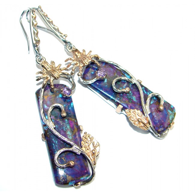 Perfect Purple Turquoise Amethyst Gold plated over Sterling Silver earrings