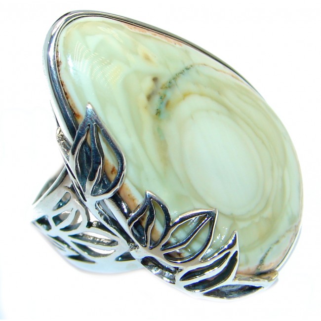 Charming Design Large authentic Imperial Jasper Sterling Silver ring size adjustable