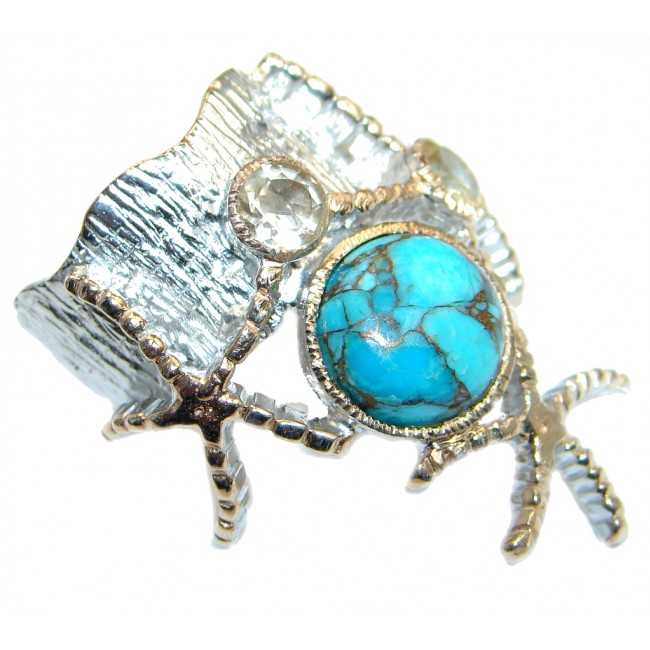Blue Reef genuine Turquoise Gold plated over Sterling Silver handmade ring size 7