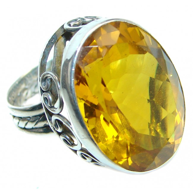 Energazing Yellow Citrine Sterling Silver Cocktail Ring size 5