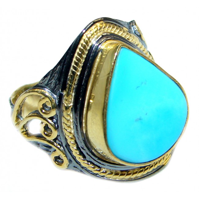 Excellent quality Sleeping Beauty Turquoise Sterling Silver handmade ring size 8 1/2