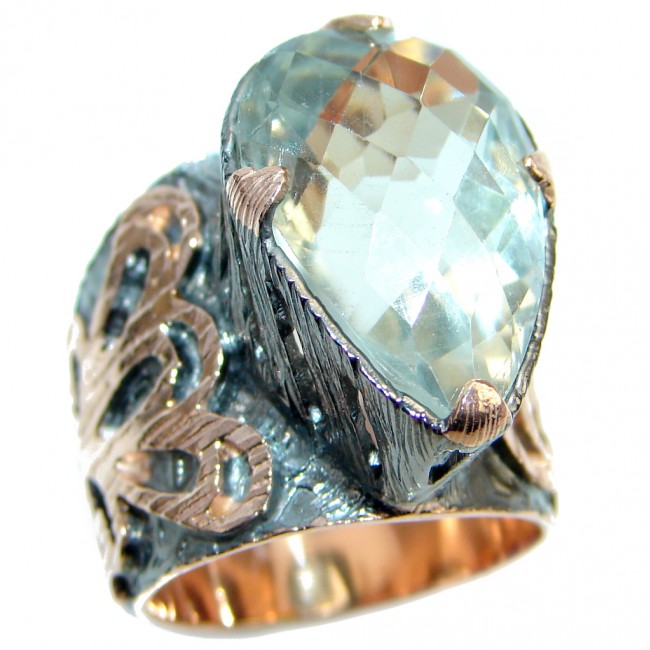 Supernova Green Amethyst Gold plated over Sterling Silver ring; s. 7