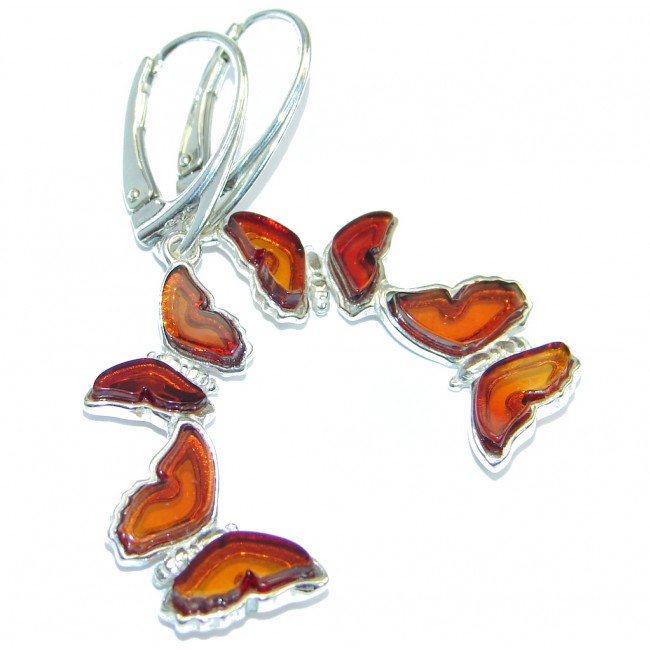 Beautiful Polish Amber Sterling Silver handcrafted stud Earrings