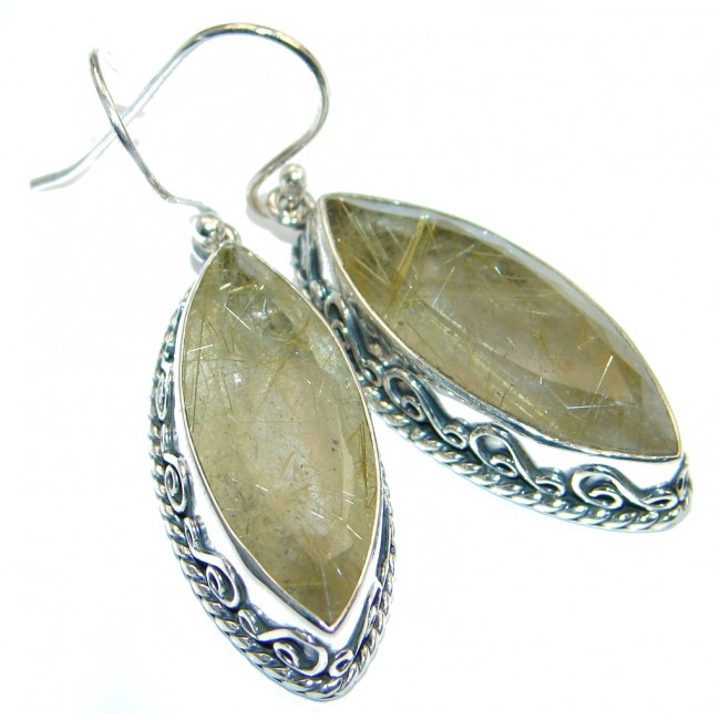 Perfect Golden Rutilated Quartz Sterling Silver handmade earrings