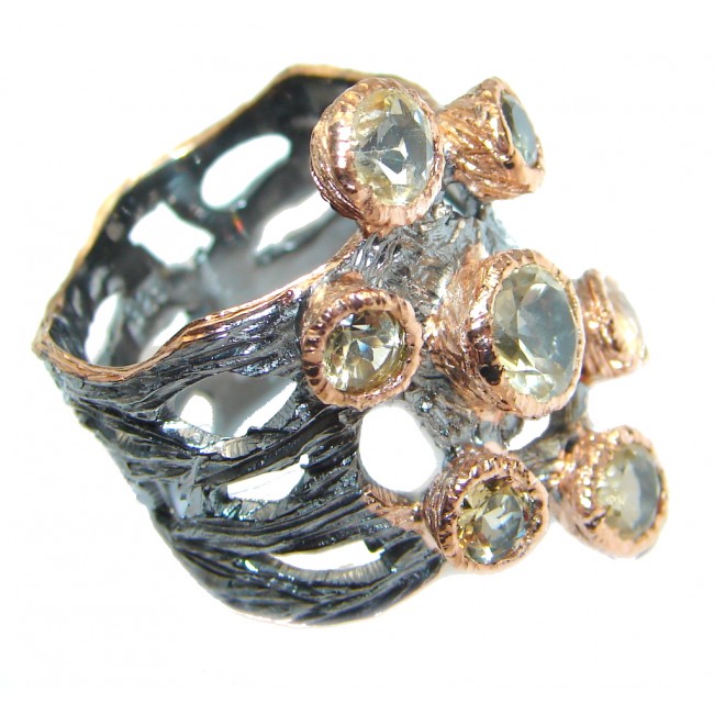 Seven Islands Citrine Gold plated over Sterling Silver Cocktail Ring size 8