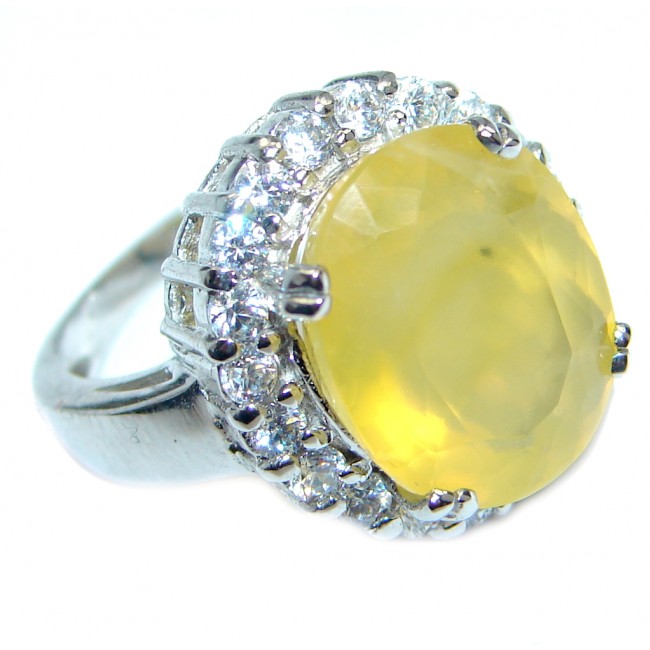 Big Energazing genuine Citrine Sterling Silver Cocktail Ring size 6 3/4