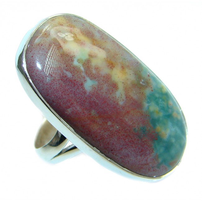 Great Quality Bloodstone Sterling Silver handmade ring size 7 adjustable