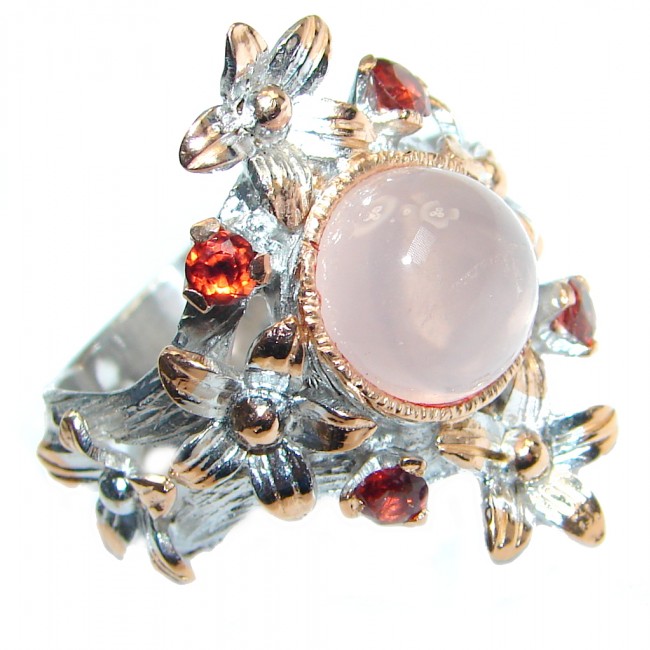 Real Beauty Rose Quartz Rose Gold plated over Sterling Silver handmade Ring size 8