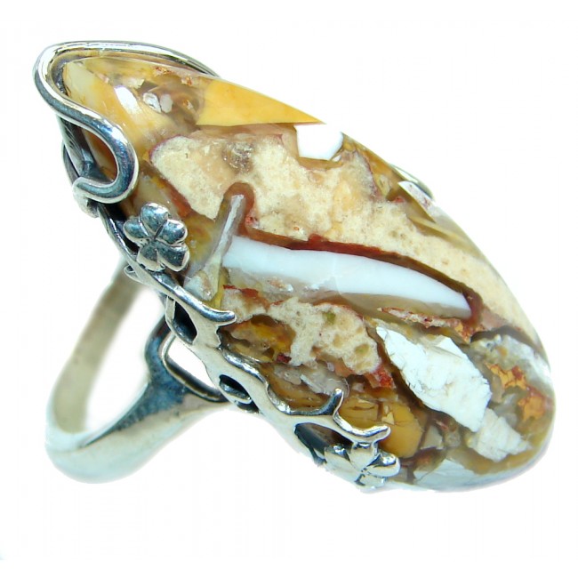 Sublime Australian Brecciated Mookaite Sterling Silver Ring size 7 adjustable