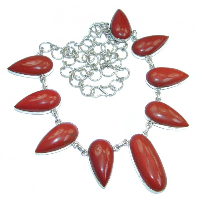 Beautiful Red Creek Jasper Oxidized Sterling Silver handmade Necklace