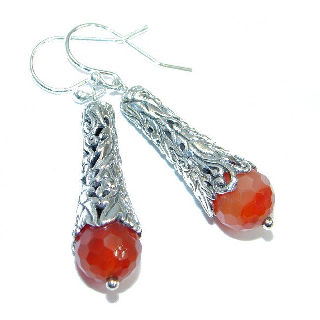 Sublime Orange Carnelian Sterling Silver handmade earrings