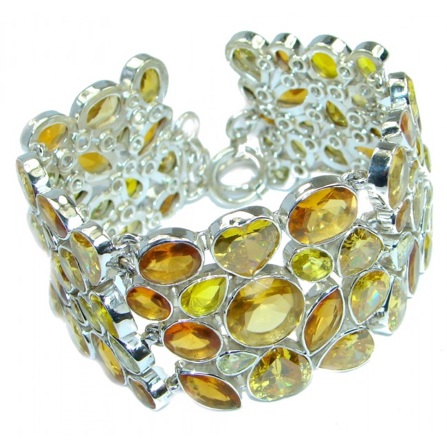 Chic Hoho Yellow River Chunky Cubic Zirconia Sterling Silver handmade Bracelet
