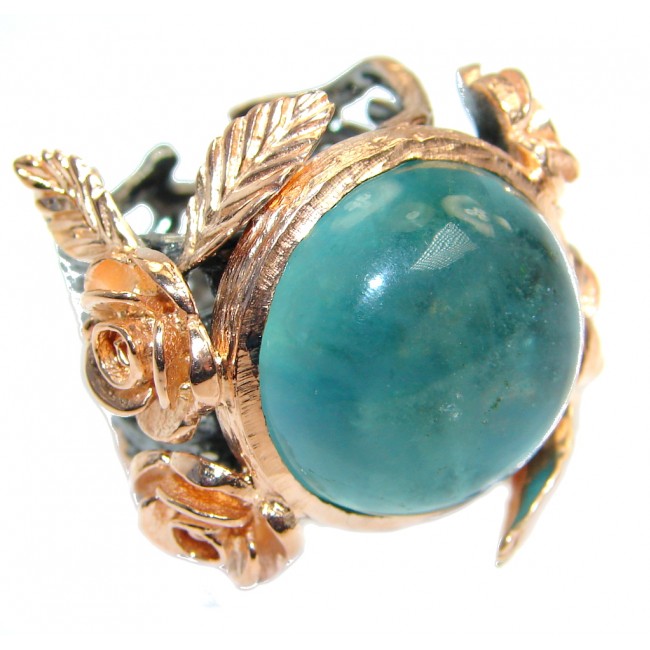 Jumbo Dream Catcher Green Fluorite Gold plated over .925 Sterling Silver Ring s. 8