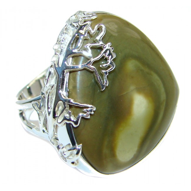 Genuine Imperial Jasper Sterling Silver handcrafted ring s. 7 adjustable