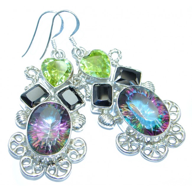 Rainbow Magic Cubic Zirconia Sterling Silver handmade earrings