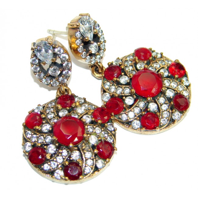 Trendy Ruby Sterling Silver handmade stud earrings