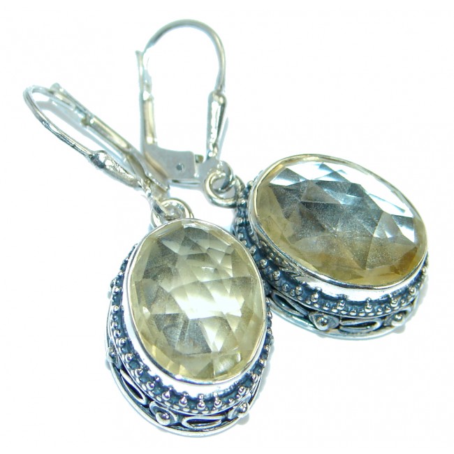 Stylish genuine Citrine Sterling Silver handmade earrings