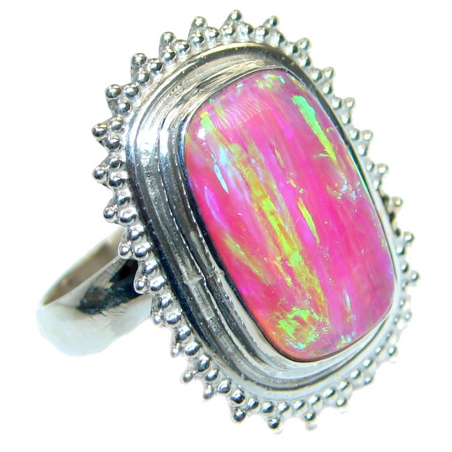 Pink Japanese Fire Opal .925 Sterling Silver ring size 8 adjustable