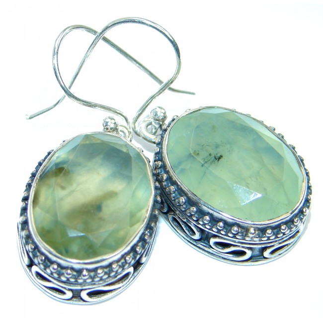 Authentic Moss Prehnite Sterling Silver handmade earrings