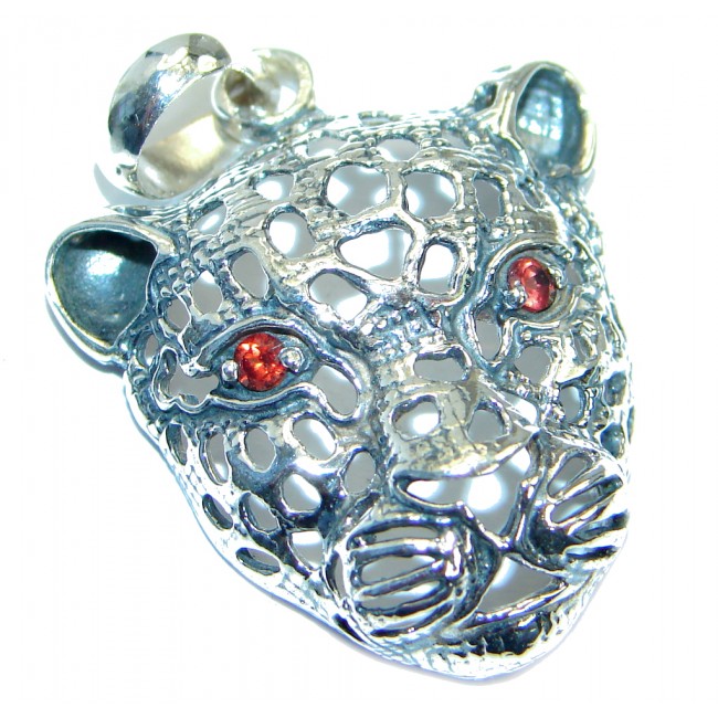 Panther Unusual Design Granet .925 Sterling Silver handmade Pendant
